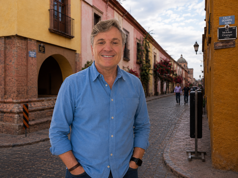 Dr. Mark Arcuri on Calle Melchor Ocampo in Querétaro, México, from a letter about life alignment